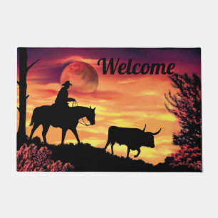 Cowboy und Longhorn Steer Doormat Fußmatte