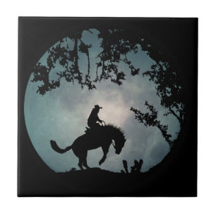 Cowboy und Moon Art Tile Fliese