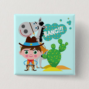 Cowboy und Pferd Button