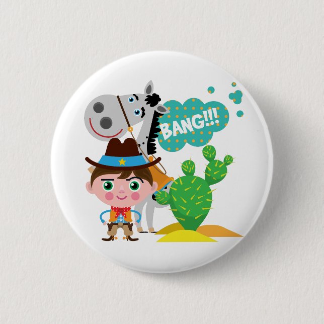 Cowboy und Pferd Button (Vorderseite)