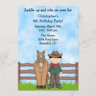 Cowboy und Pferd Einladung zum Geburtstag