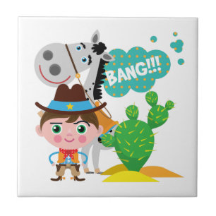 Cowboy und Pferd Fliese