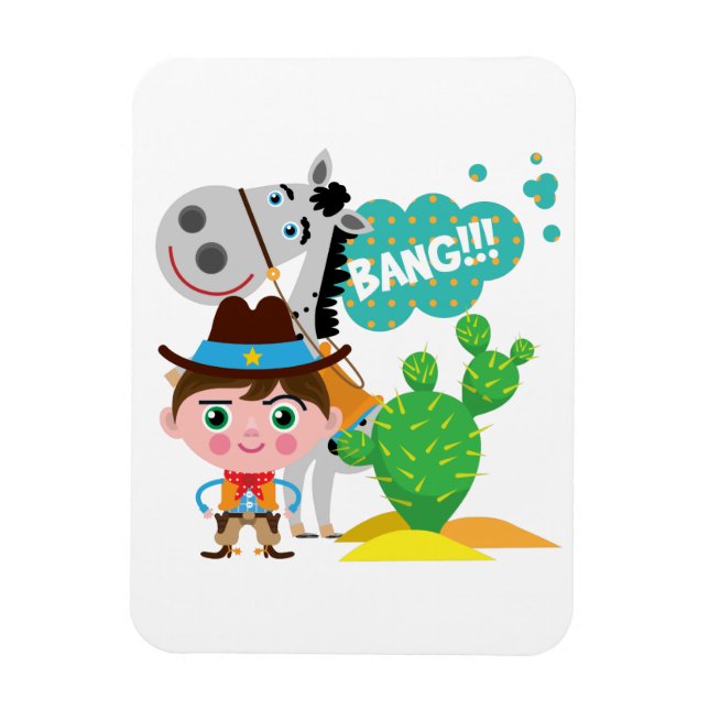 Cowboy und Pferd Magnet (Vertikal)