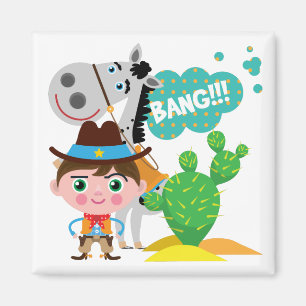 Cowboy und Pferd Magnet