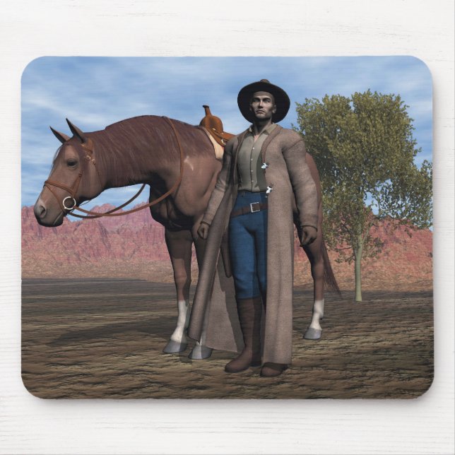 Cowboy und Pferd Mousepad (Vorne)