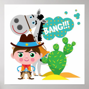 Cowboy und Pferd Poster