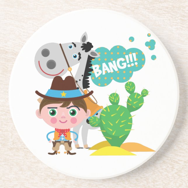 Cowboy und Pferd Untersetzer (Vorne)