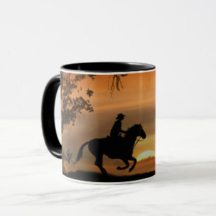 Cowboy und Pferdeschwanz Tasse