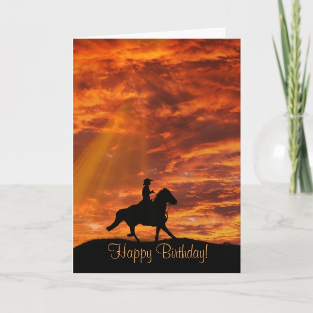Cowboy und Reitsport Country Western Happy Birthda Karte (Vorderseite)