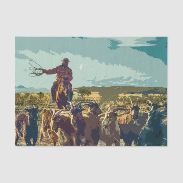 Cowboy und Rinder-Dekoupage Seidenpapier (Vorderseite)