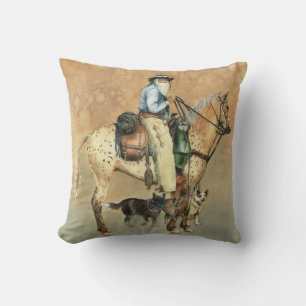 Cowboy und sein Appaloosa Throw Kissen
