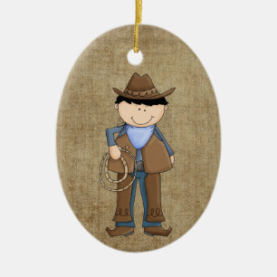 Cowboy und Sheriffs Abzeichen Keramik Ornament