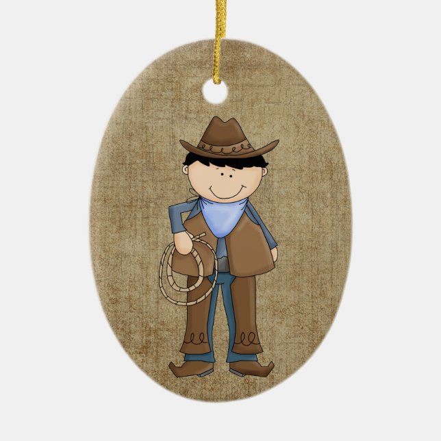 Cowboy und Sheriffs Abzeichen Keramik Ornament (Vorne)