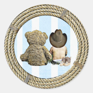Cowboy und Teddy Bear Baby Shower Stickers