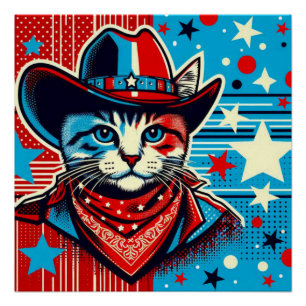 COWBOY UP CAT 4 POSTER
