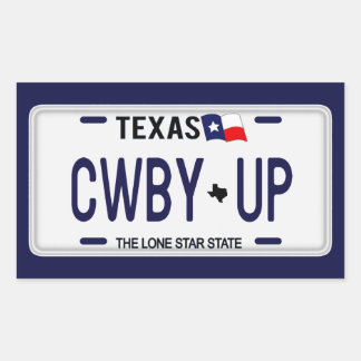 Cowboy Up! CWBY UP Texas-Lizenzplatte Rechteckiger Aufkleber