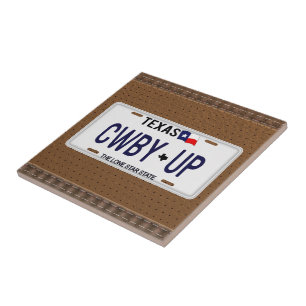 Cowboy Up! CWBY UP Texas Nummernschild Fliese