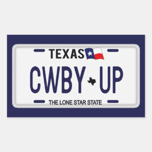 Cowboy Up! CWBY UP Texas Nummernschild Rechteckiger Aufkleber