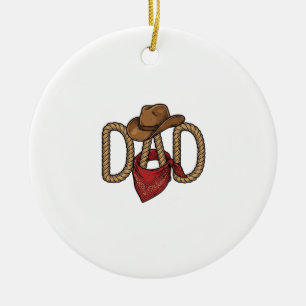 Cowboy-Vater-Seil-Hut-Bandana-vintage-Gravur-Desi Keramik Ornament