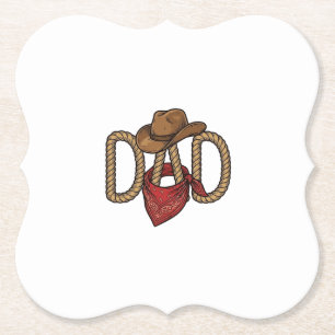 Cowboy-Vater-Seil-Hut-Bandana-vintage-Gravur-Desi Untersetzer