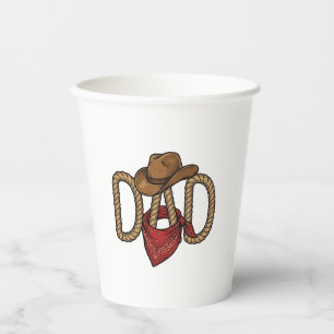 Cowboy-Vater-Seil-Hut-Bandana-Vintage-Stichdesign Pappbecher
