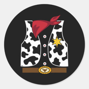Cowboy Vest Western Sheriff Costume Cool Easy Hall Runder Aufkleber