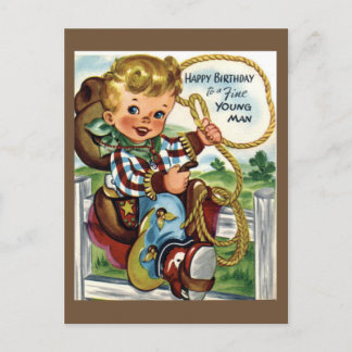 Cowboy-Vintage-Geburtstagspostkarte Postkarte