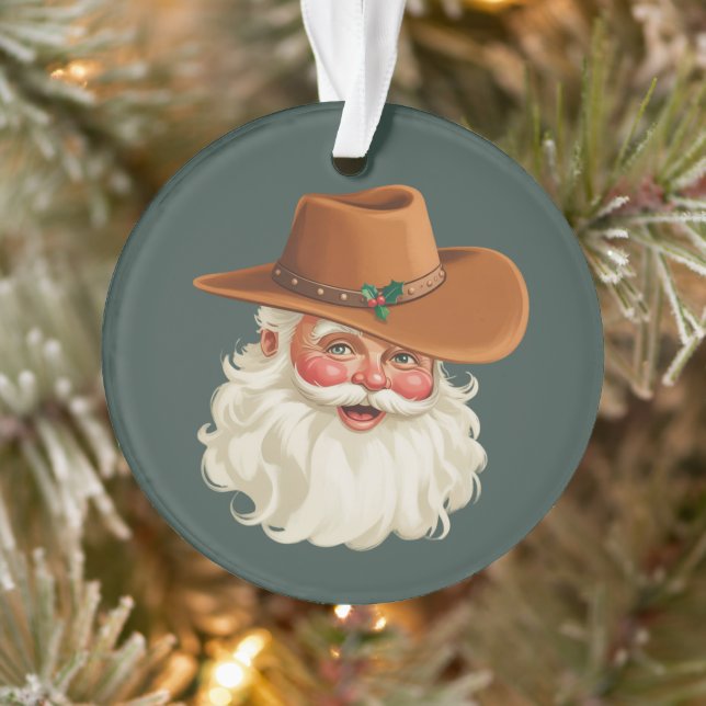 Cowboy Vintage Santa Funny Retro Western Ornament (Baum)