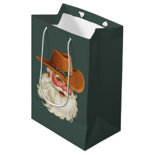 Cowboy Vintage Weihnachtsmann Lustig Retro Western Mittlere Geschenktüte