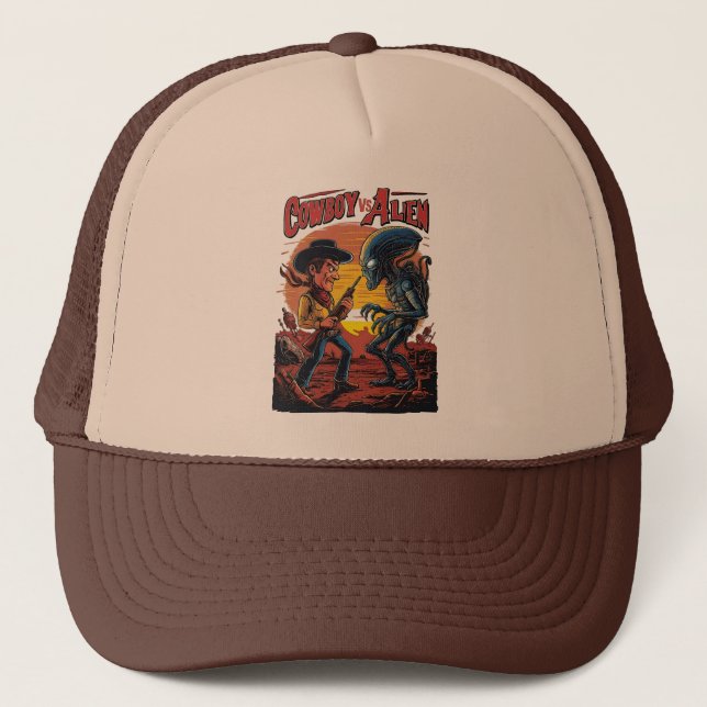 Cowboy vs Alien Trucker Hat - für Sci-Fi-Fans Truckerkappe (Vorderseite)