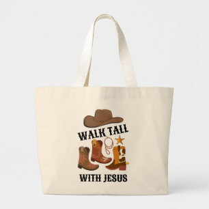 Cowboy WALK TALL MIT JESUS Christlich Jumbo Stoffbeutel