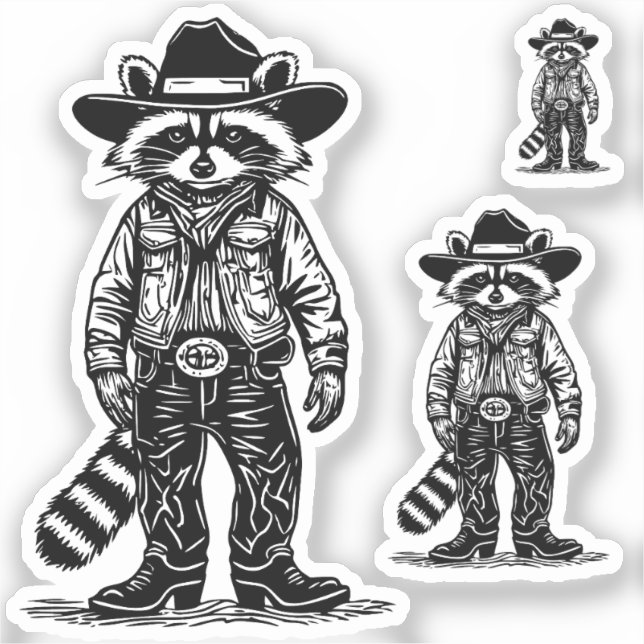 Cowboy-Waschbär Aufkleber (Vorderseite)