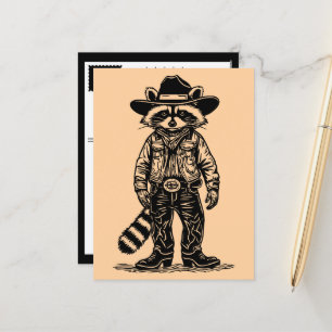 Cowboy-Waschbär Feiertagspostkarte