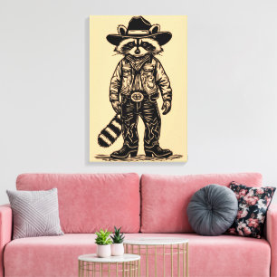 Cowboy-Waschbär Leinwanddruck