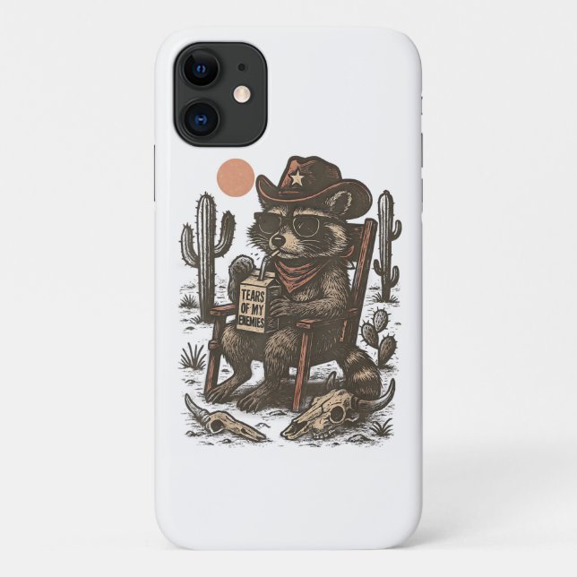 Cowboy-Waschbär Lustiger Western  Case-Mate iPhone Hülle (Rückseite)