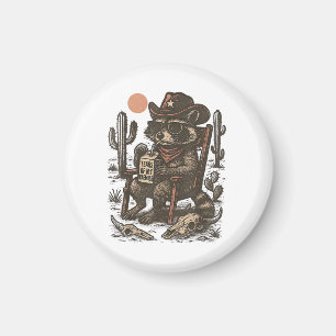 Cowboy-Waschbär Lustiger Western Magnet