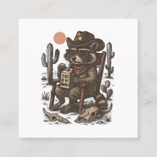 Cowboy-Waschbär Lustiger Western Quadratische Visitenkarte