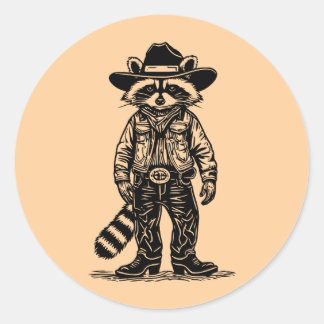 Cowboy-Waschbär Runder Aufkleber