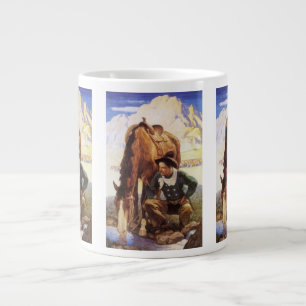Cowboy Watering Seines Pferdes durch NC Wyeth, Vin Jumbo-Tasse