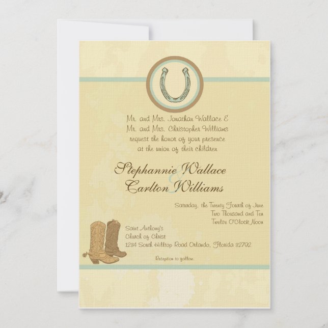 Cowboy Wedding Einladung (Vorderseite)