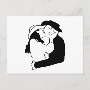 Cowboy Wedding Kiss Postkarte
