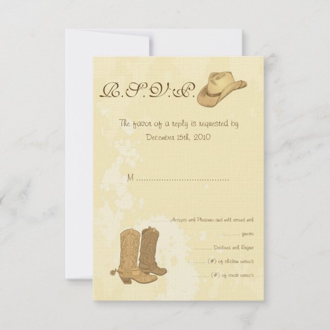 Cowboy Wedding RSVP Card Einladung (Vorderseite)