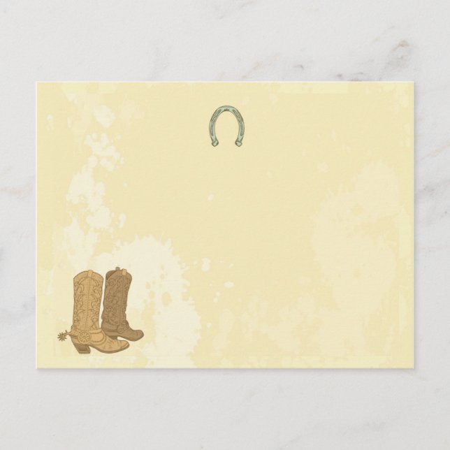 Cowboy Wedding Writable Platzkarte Postkarte (Vorderseite)