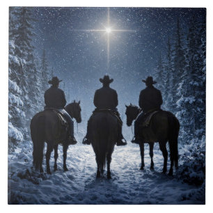 Cowboy-Weihnachten Nordstern Kunstwerk Fliese