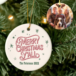 Cowboy Weihnachten Western Frohe Weihnachten Y'all Keramik Ornament