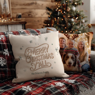Cowboy Weihnachten Western Frohe Weihnachts-Foto Kissen