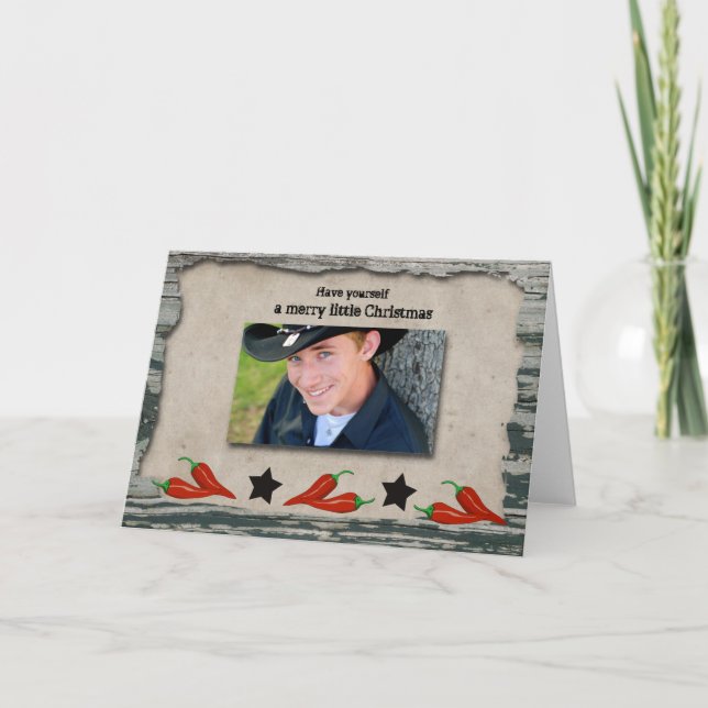 Cowboy Weihnachts-Foto Weihnachtskarte Feiertagskarte (Vorderseite)