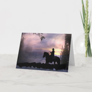 Cowboy Weihnachtskarte aus über die Meilen Feiertagskarte