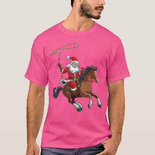 Cowboy-Weihnachtsmann auf einem Pferd reitend Weih T-Shirt