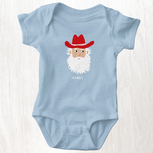 Cowboy Weihnachtsmann benutzerdefinierter Text Wei Baby Strampler (Fun Cowboy Santa Claus Western Christmas custom text personalized baby bodysuit)